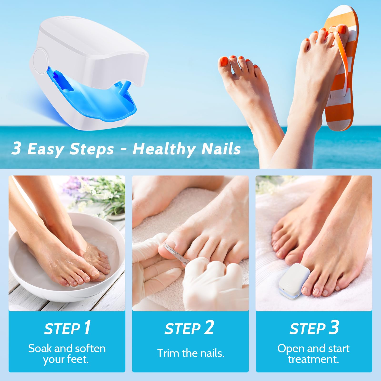  SUNCKY Nail Fungus Cleaning Laser Device, FSA or HSA eligible  Nail Fungus Laser Treatment for Damaged Discolored Thick Toenails &  Fingernails, Effective Rechargeable Nail Fungus Remover for Home Use 